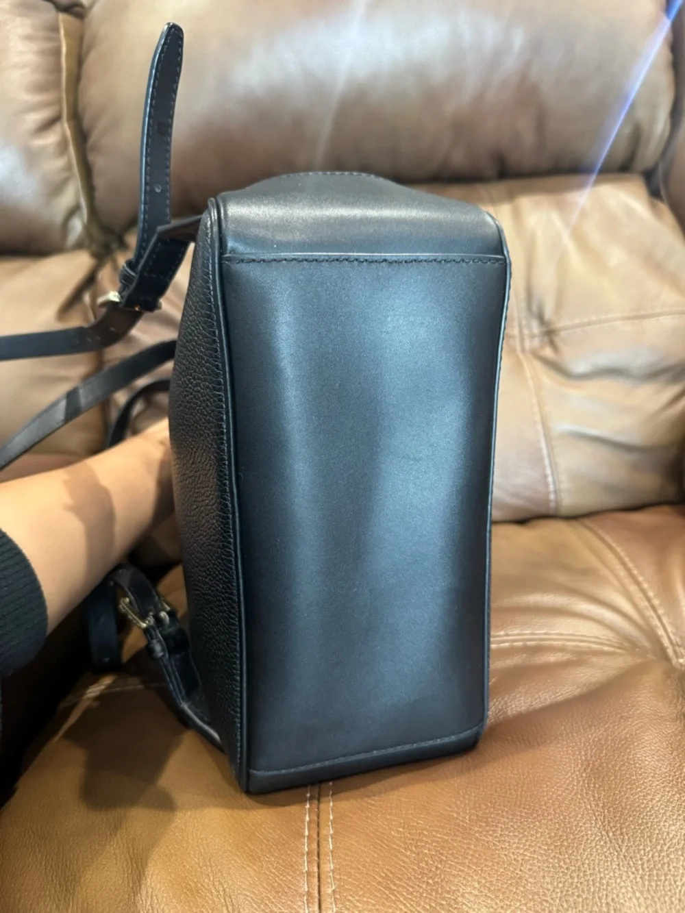 Michael Kors Black Pebbled Leather Mini Backpack with Gold Accents - Picture 6 of 7